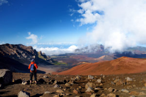 hiker on sliding sands trail